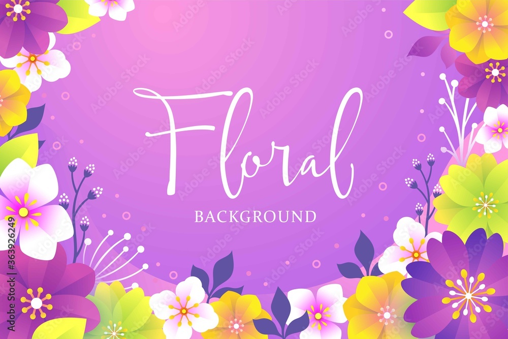 Colorful floral background with flat design