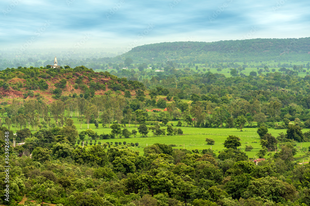 Beautiful view of Green Valley, View from Narsinghgarh Fort,Narsinghgarh (near Bhopal), Madhya Pradesh, India.