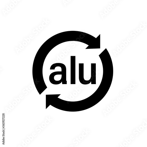 Znak symbol strzałki aluminium na opakowanie alu