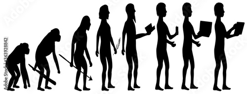 Silhouette evolution from monkey to man