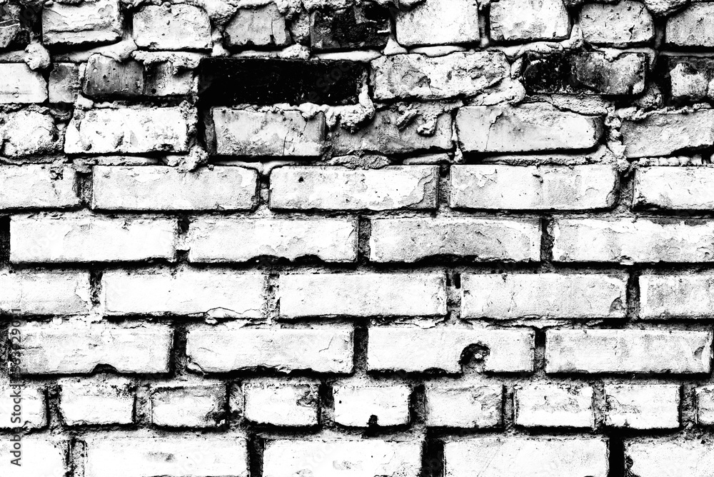 Abstract old white brick wall textured background