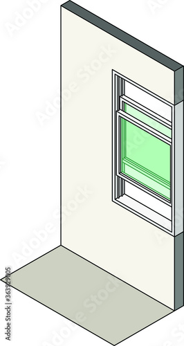 Window type / construction: Double hung vertical sliding window shown installed in a wall.