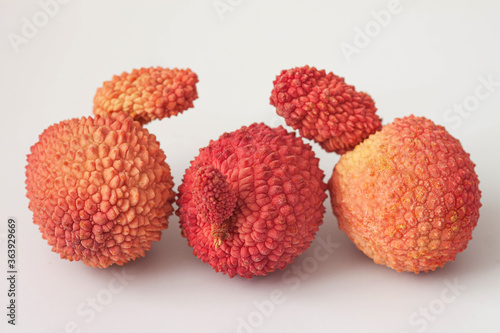 lychee fruit on a white background.Ugly fruit