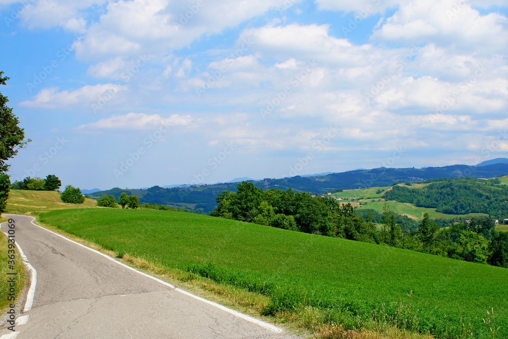 Hilly landscape on the blue sky background Hilly landscape on the blue sky background