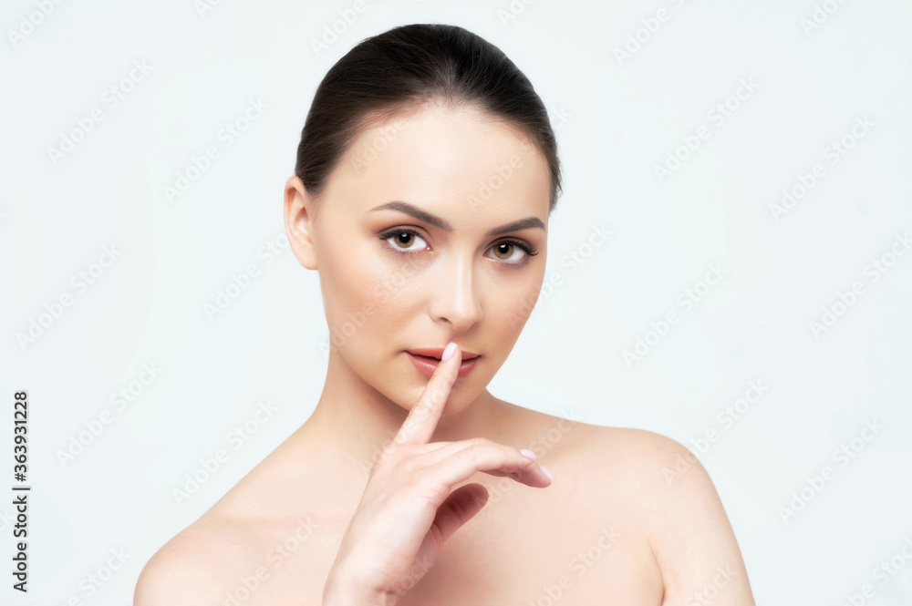 Portrait of beautiful woman on white background Portrait of beautiful woman on white background