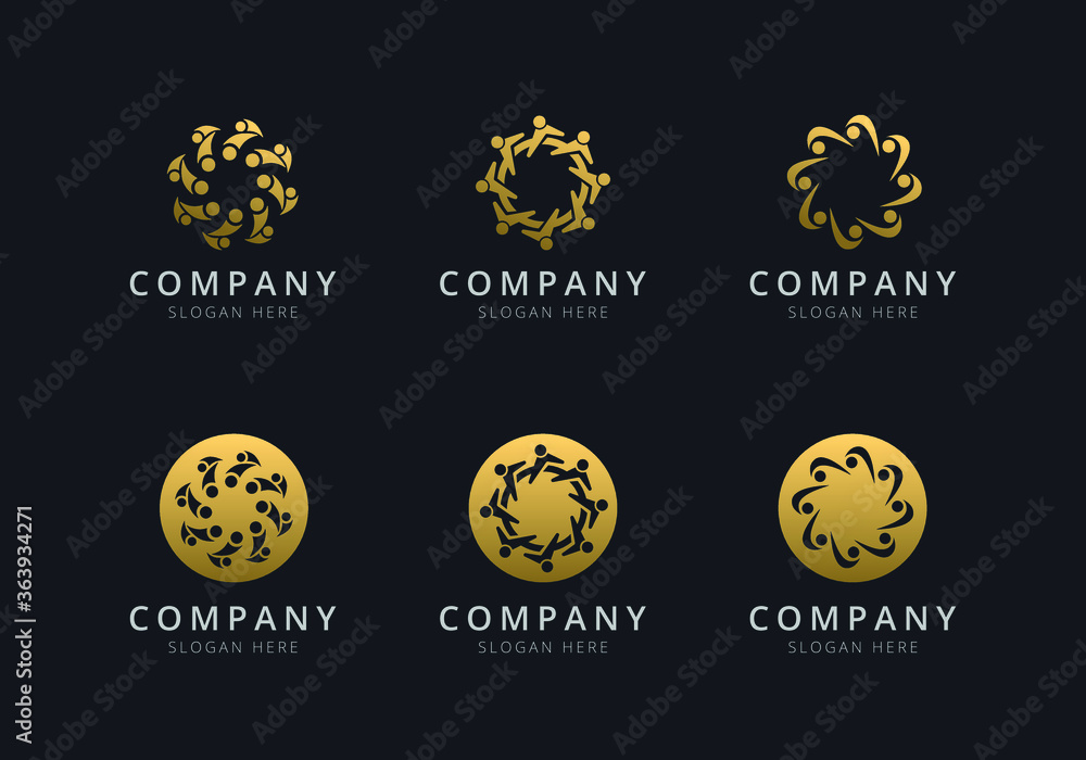 Teamwork logo template with golden style color for the company Stock ...