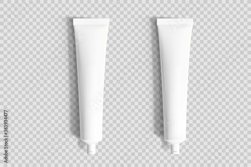 Realistic toothpaste tube mockup isolated on white background. Vector illustration.