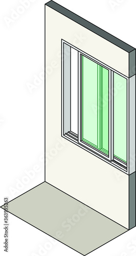 Window type / construction: Single horizontal sliding window shown installed in a wall. photo