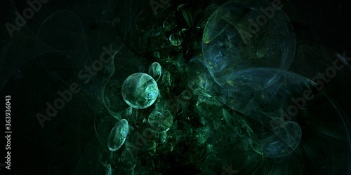 dark bubbles into the abyss abstract fractal computer generated background illustration