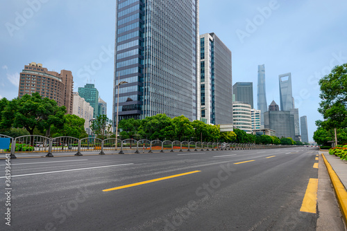 highway transportation and the high-rise building unde in the blue sky.