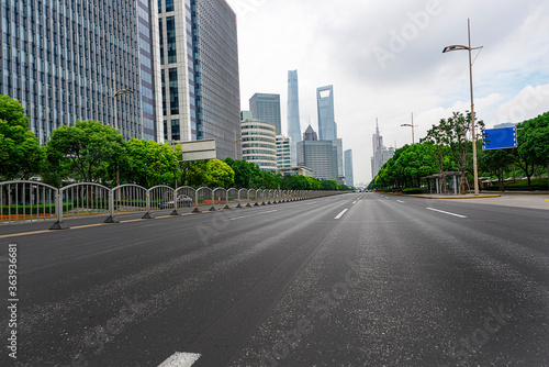 highway transportation and the high-rise building unde in the blue sky.
