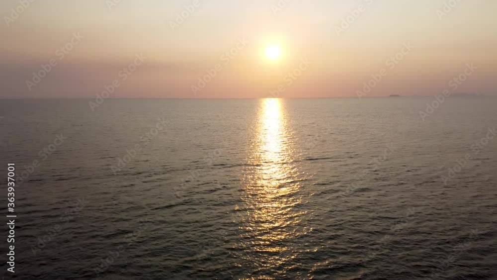 aerial shot of the sunset over the ocean in Thailand aerial shot of the sunset over the ocean in Thailand