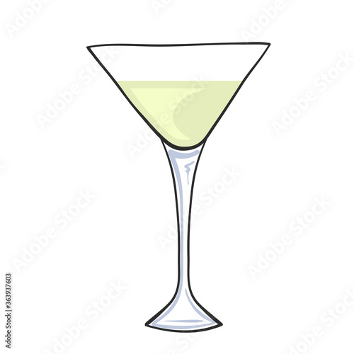 Hand drawn glass of martini wine isolated on white for design, stock vector illustration