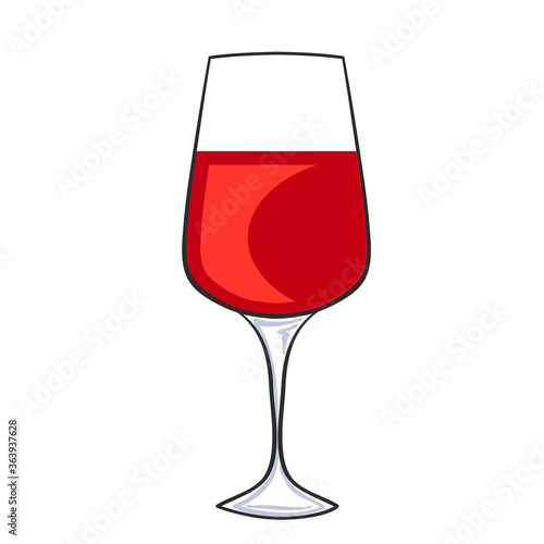 Hand drawn glass of red wine isolated on white for design, stock vector illustration