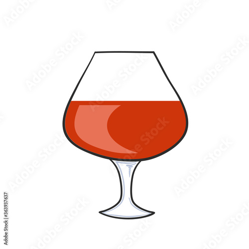 Hand drawn glass of cognac isolated on white for design, stock vector illustration