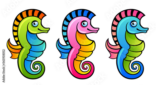 Funny seahorse on a white background
