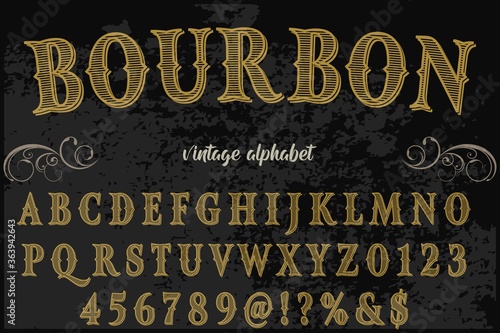 Typeface vector, classic lettering, white style, alphabet design, vintage vector font