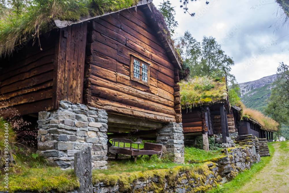 wooden huts at Stalheim village in Norway wooden huts at Stalheim village in Norway
