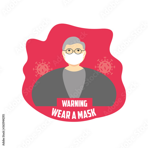 warning sign recommend use of protective face mask, wear at mask
