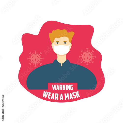 warning sign recommend use of protective face mask, wear at mask