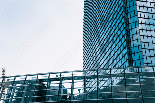 Window glass, Modern architecture in the blue sky white cloud city