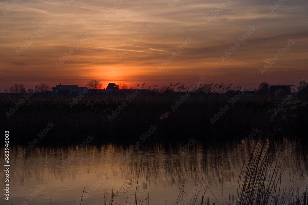 sunset over the river sunset over the river