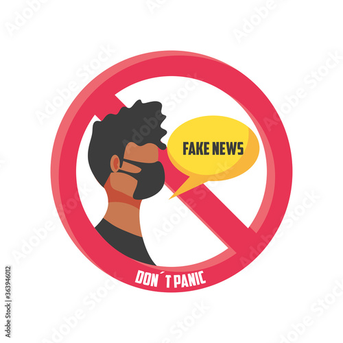 warning sign do not panic, fake news