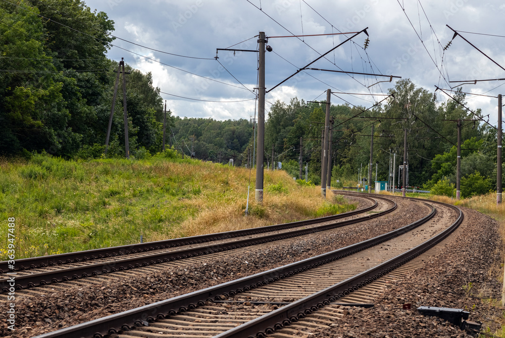 Railway electrified road leading to the city. Railway electrified road leading to the city.