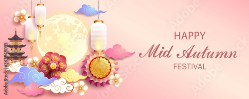 Canvas Print Mid autumn festival / Chinese festival for greetings card, invitation, posters, brochure, calendar, flyers, banners