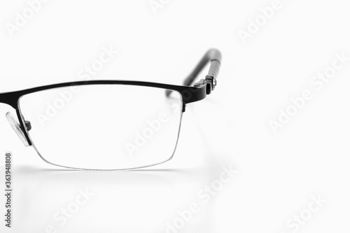 glasses for vision on a white background isolate macro