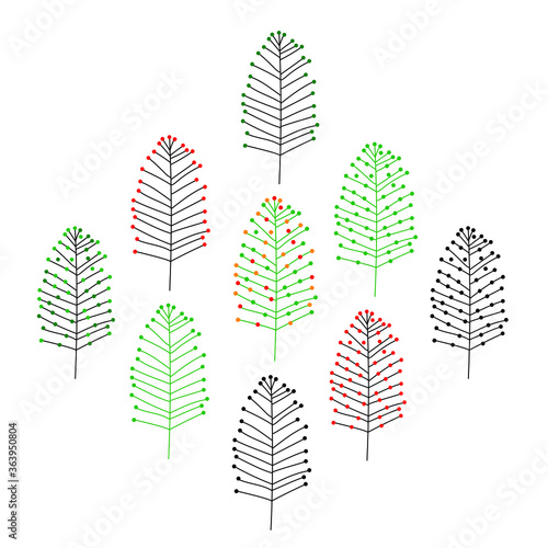 Leaves isolated on white background. Various shapes of leaves of trees and plants. Elements for eco and bio logos.