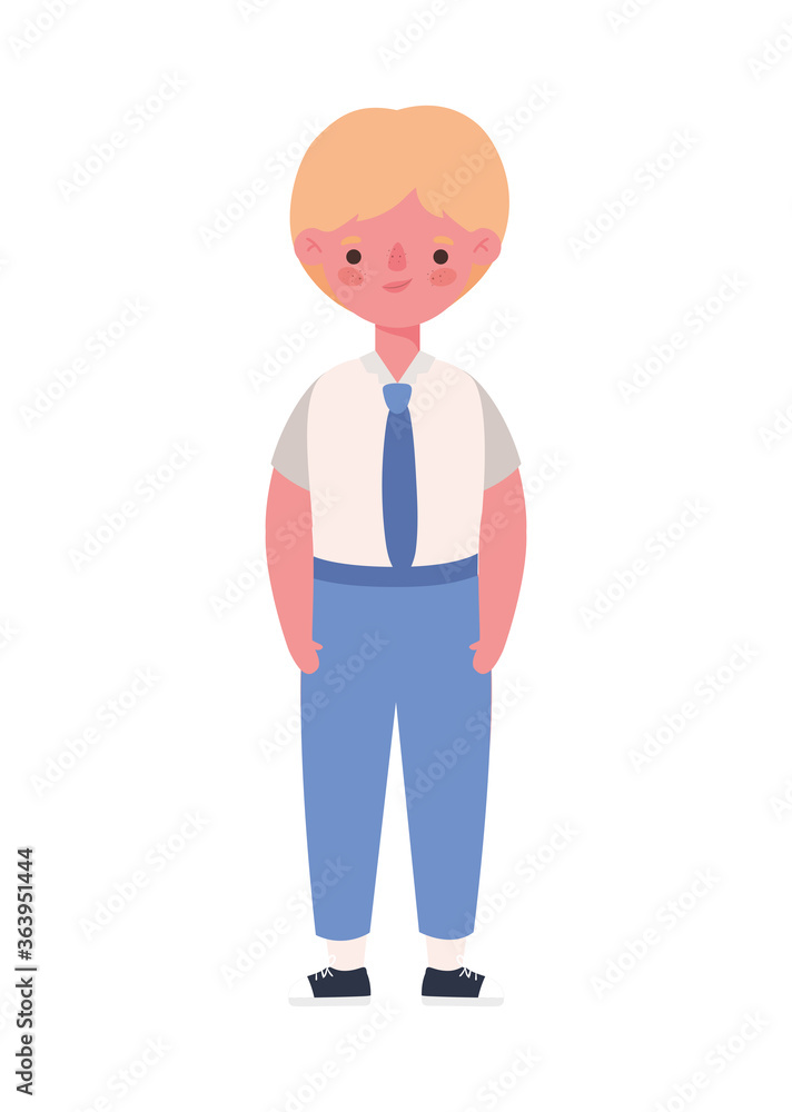 Boy kid cartoon with uniform design, Back to school eduacation class lesson theme Vector illustration Boy kid cartoon with uniform design, Back to school eduacation class lesson theme Vector illustration