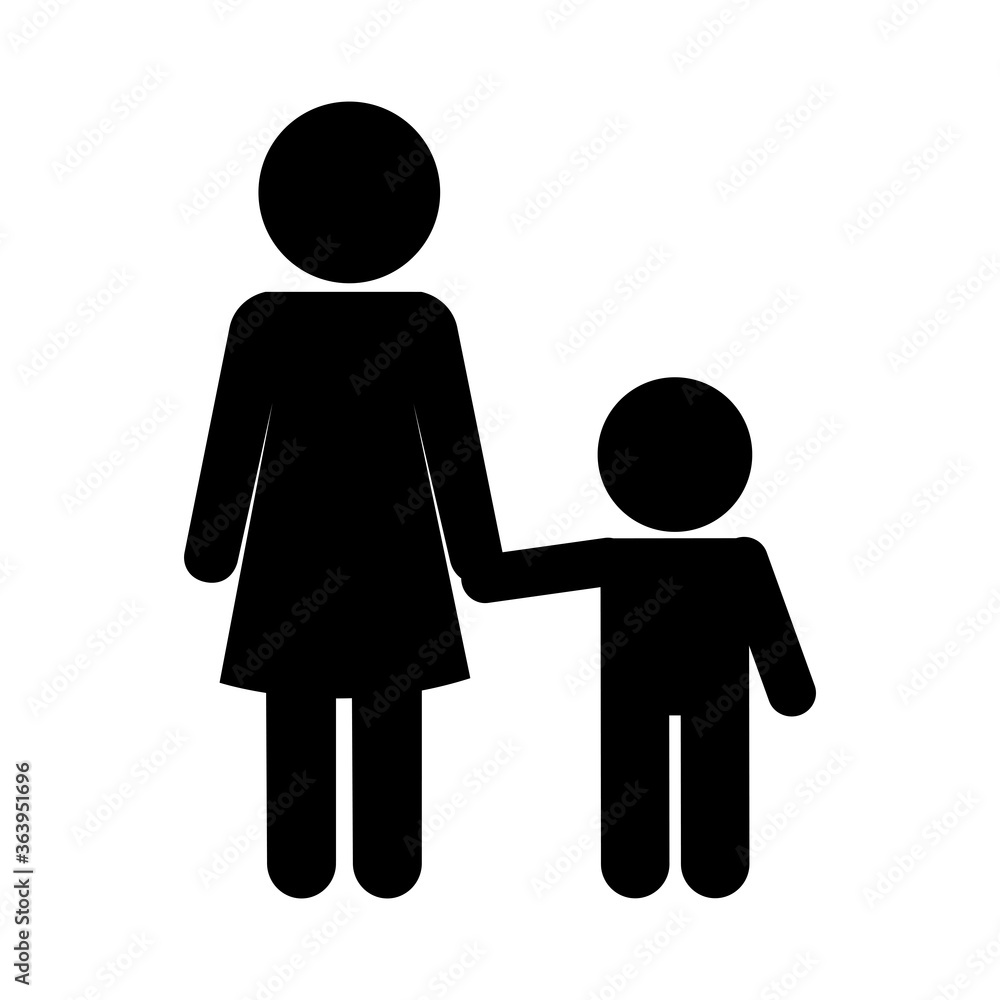 Mother with son avatar silhouette style icon design, Family relationship and generation theme Vector illustration Mother with son avatar silhouette style icon design, Family relationship and generation theme Vector illustration