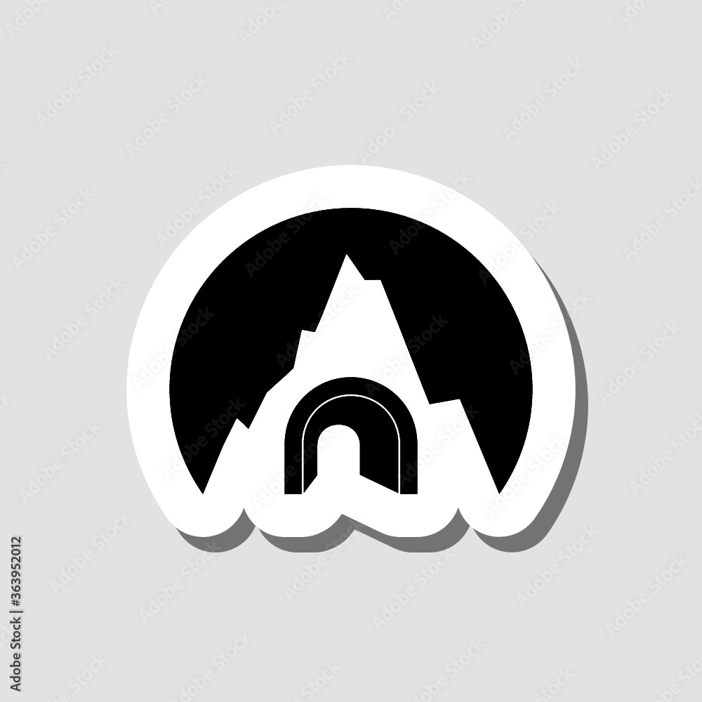 Mountain tunnel sticker icon isolated on gray background Mountain tunnel sticker icon isolated on gray background