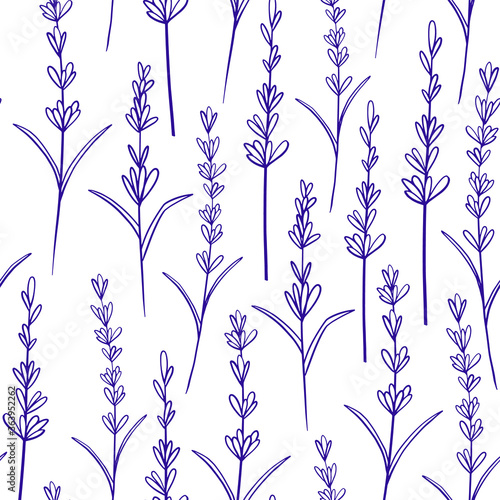 Seamless pattern with graphic violet lavender flowers. Template for fabric  paper  invitations.