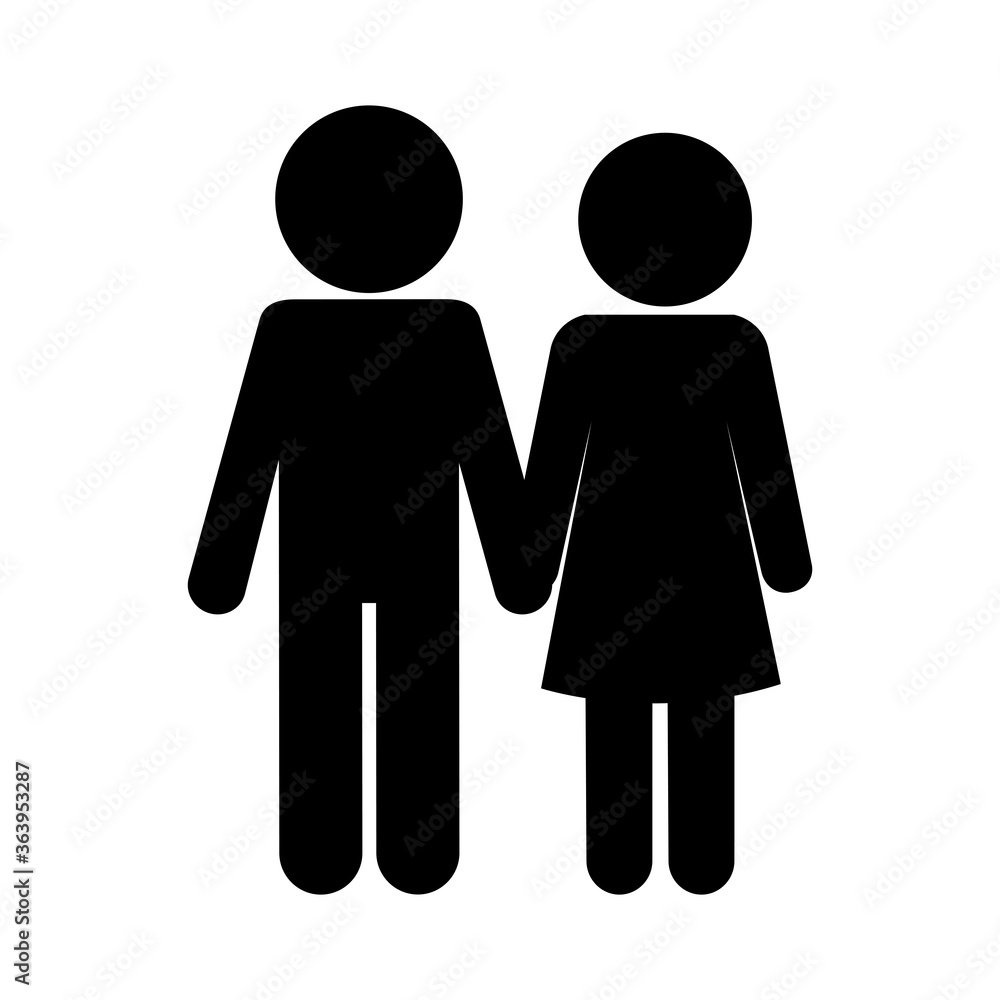 Couple of woman and man silhouette style icon design, Relationship love and romance theme Vector illustration Couple of woman and man silhouette style icon design, Relationship love and romance theme Vector illustration