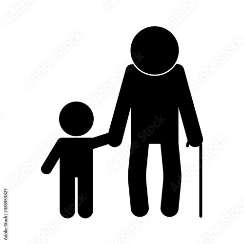 grandfather and grandson avatar silhouette style icon design, Family relationship and generation theme Vector illustration