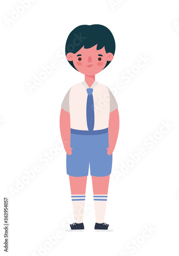 Boy kid cartoon with uniform design, Back to school eduacation class lesson theme Vector illustration photo