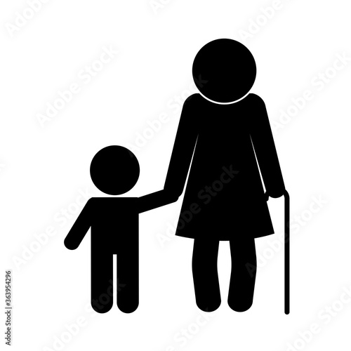grandmother and grandson avatar silhouette style icon design, Family relationship and generation theme Vector illustration