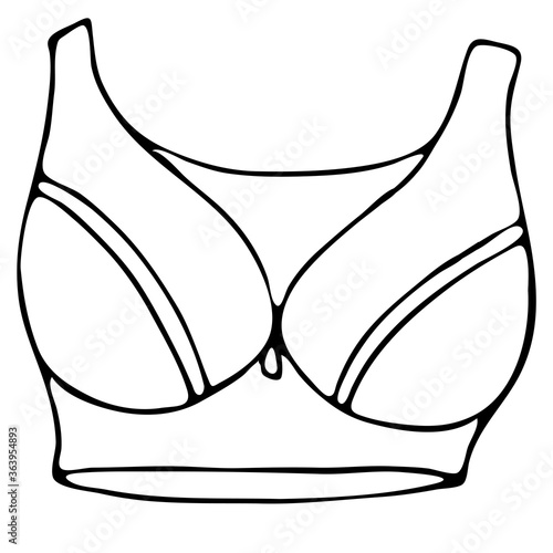 underwear for women - sports top, vector elements in doodle style with black outline