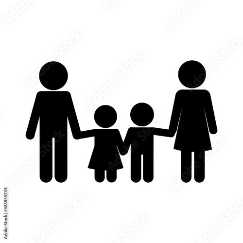 Mother father son and daughter avatar silhouette style icon design, Family relationship and generation theme Vector illustration