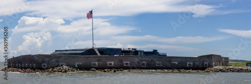 Panorama image of Fort Sumter National Monument taken from the land-side approach photo