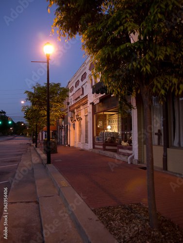 Dusk in the lovely small rural town of Social Circle, Georgia on a warm and clear night photo