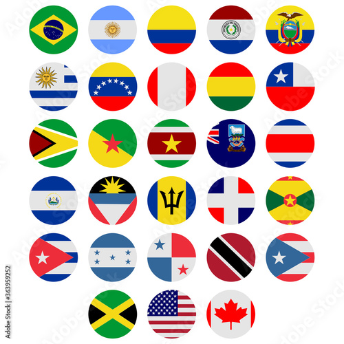 Free Download set flags of countries in america continent icon vector symbol of country illustration isolated white background - GFXLoad