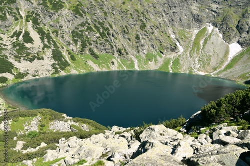 Czarny Staw mountain lake under Rysy in the Tatra Mountains photo