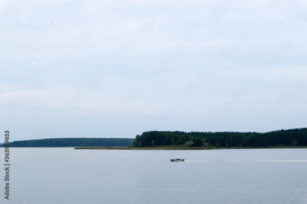 boat on the lake Seliger in Russia, near Ostashkov town