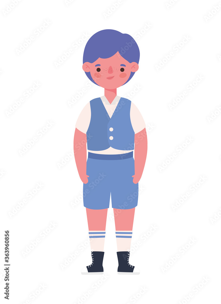 Boy kid cartoon with uniform design, Back to school eduacation class lesson theme Vector illustration Boy kid cartoon with uniform design, Back to school eduacation class lesson theme Vector illustration