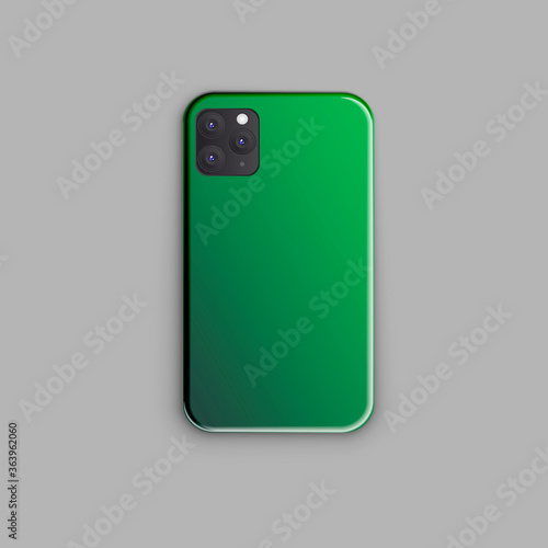 Beautiful deep green gradient print smartphone case design. Mock up smartphon...