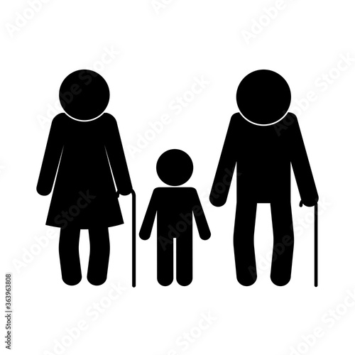 grandmother grandfather and grandson avatar silhouette style icon design, Family relationship and generation theme Vector illustration