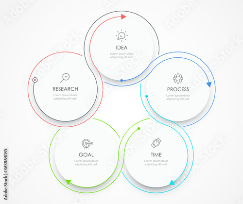 Vector Infographic thin line design template with icons and 5 options or steps. Can be used for process diagram, presentations, workflow layout, banner, flow chart, info graph.